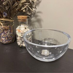 Kate Spade Glass Bowl with White Polka Dots
